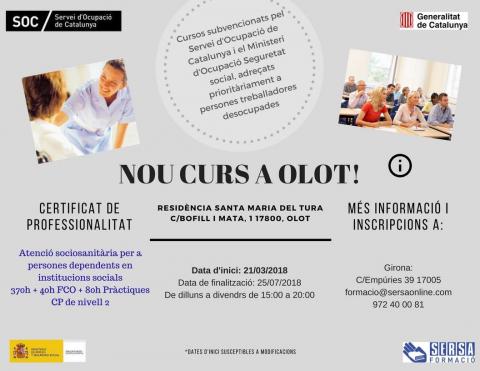 INFORMACIÓN DEL CURSO DE ATENCIÓN SOCIOSANITARIA (RESIDENCIA SANTA MARIA DEL TURA)