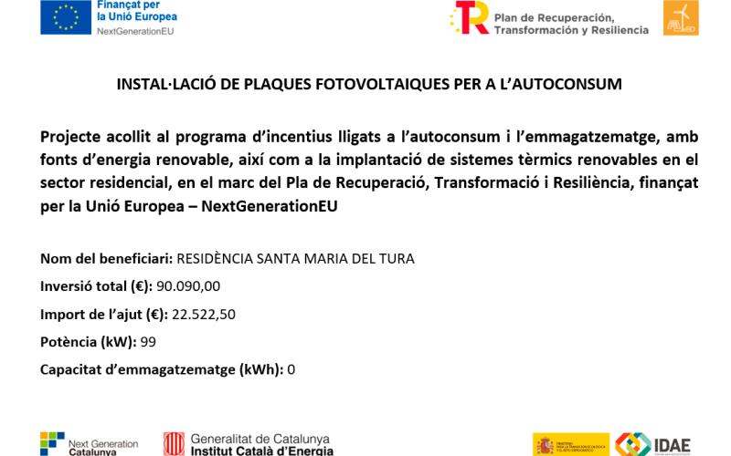 Subvenció de les plaques fotovoltaiques per part de la Unió Europea - NextGenerationEU