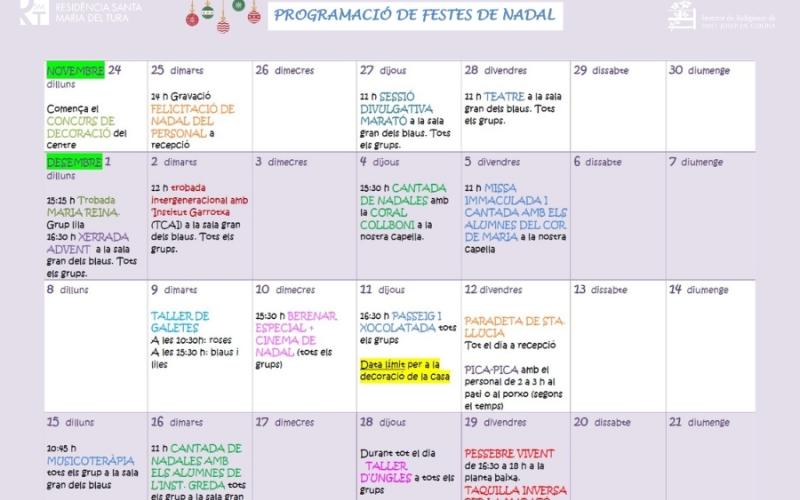 Programa de Navidad 2025 de la Residència Santa Maria del Tura. Programa de Navidad 2025 de la Residència Santa Maria del Tura.