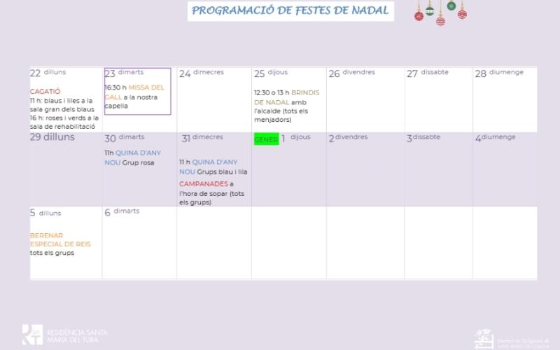 Programa de Nadal 2025 de la Residència Santa Maria del Tura. Programa de Nadal 2025 de la Residència Santa Maria del Tura.